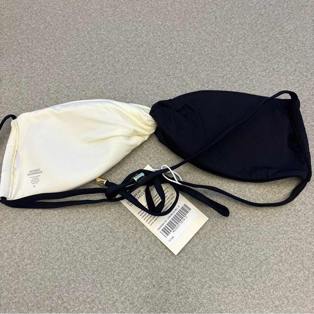 Monday Swimwear Tamara’s Top. Medium. Ivory/Black. NWT.